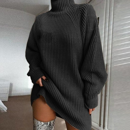 Women's Turtleneck Long Sweater Dress