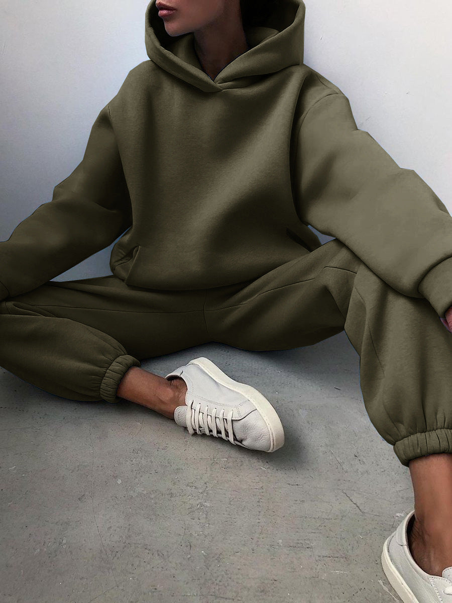 Women's Matching Casual Hooded Sweater & Pants Tracksuit