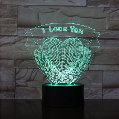 Valentines Day Gift Hands Holding I Love You 3D Night Light