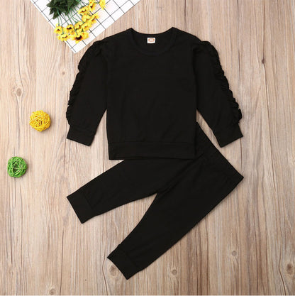 Newborn Baby Ruffles Long Sleeve Jumper & Pants Infant Kids