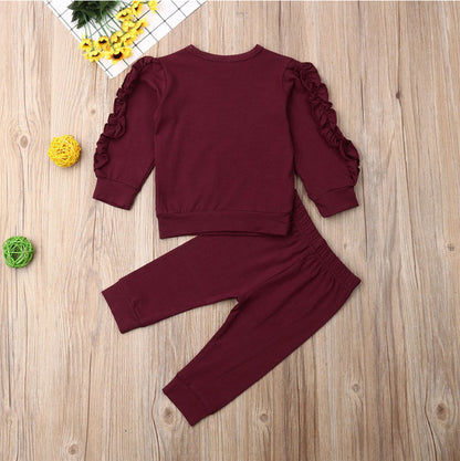 Newborn Baby Ruffles Long Sleeve Jumper & Pants Infant Kids