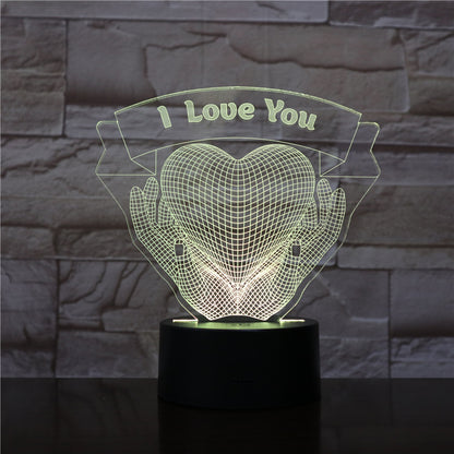 Valentines Day Gift Hands Holding I Love You 3D Night Light
