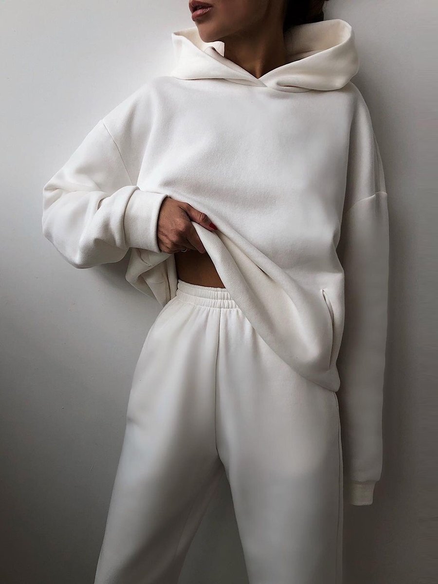 Women's Matching Casual Hooded Sweater & Pants Tracksuit
