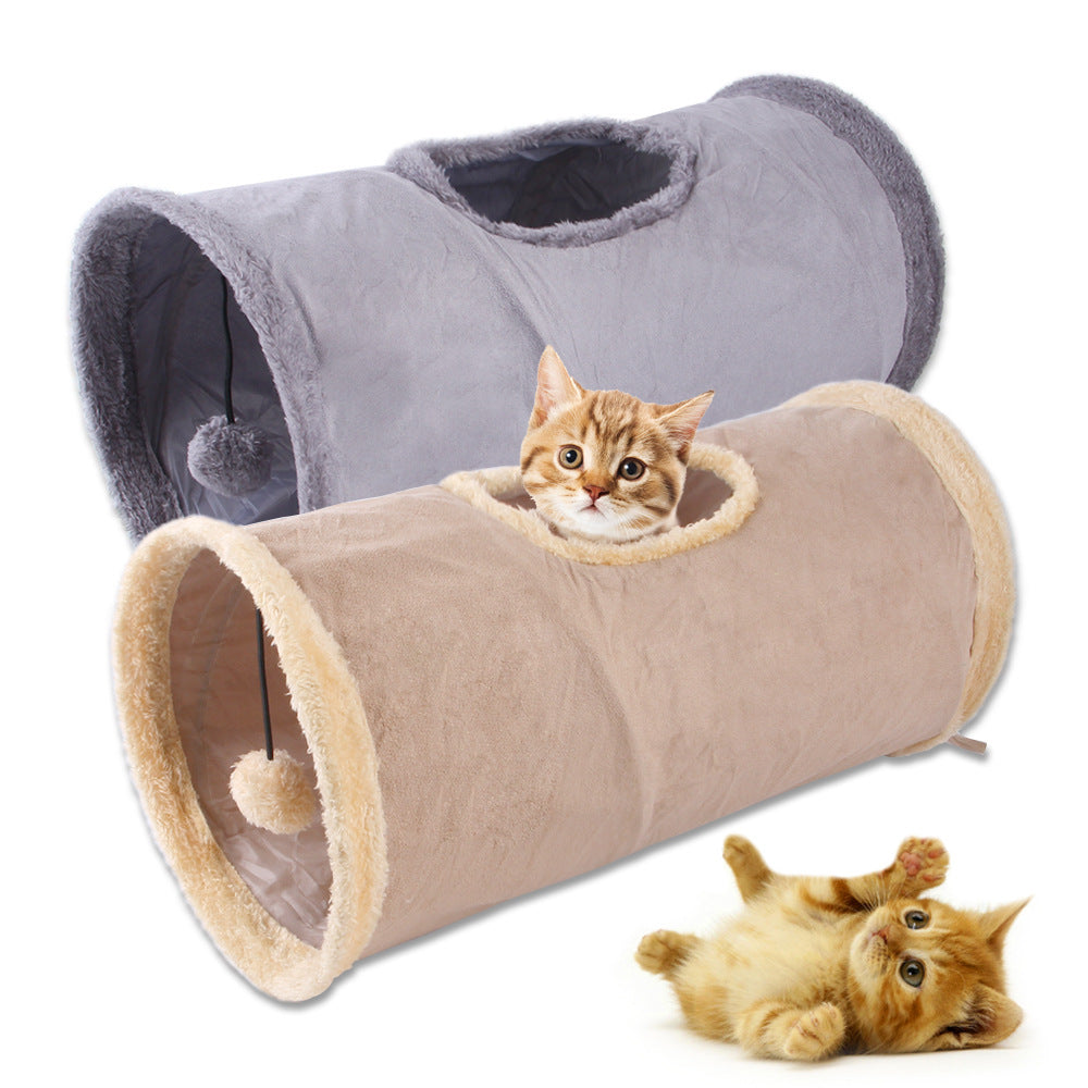 Packable Folding Suede Cat Channel Tunnel Toy