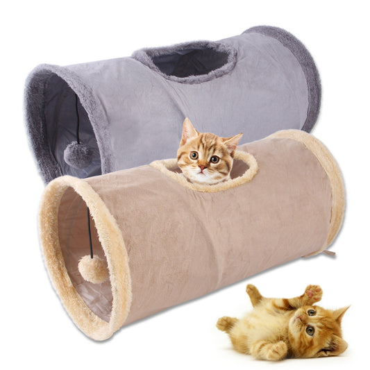 Packable Folding Suede Cat Channel Tunnel Toy