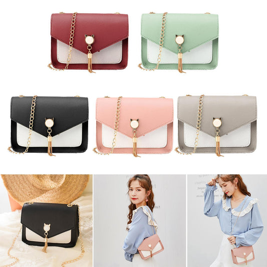 Small Messenger Bag Sweet And Cute With Cat Tassel Decoration Chain