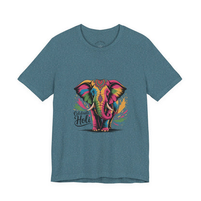 Holi Festival T-Shirt, Colorful Elephant Holi Tee, Color Splash Tee, Festival Party Wear