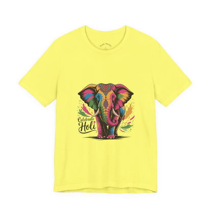 Holi Festival T-Shirt, Colorful Elephant Holi Tee, Color Splash Tee, Festival Party Wear