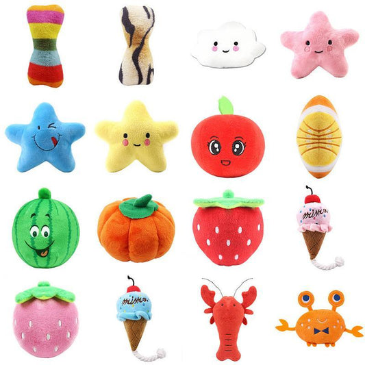 Plush Pet Toys, Fruits, Cartoons, Food
