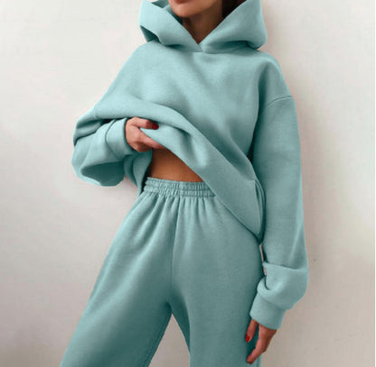 Women's Matching Casual Hooded Sweater & Pants Tracksuit
