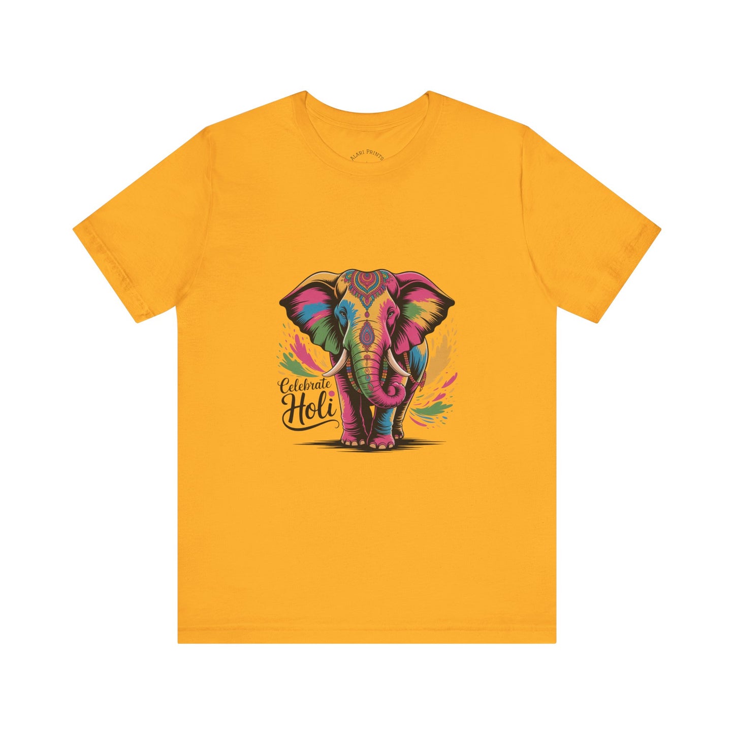 Holi Festival T-Shirt, Colorful Elephant Holi Tee, Color Splash Tee, Festival Party Wear