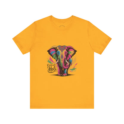 Holi Festival T-Shirt, Colorful Elephant Holi Tee, Color Splash Tee, Festival Party Wear
