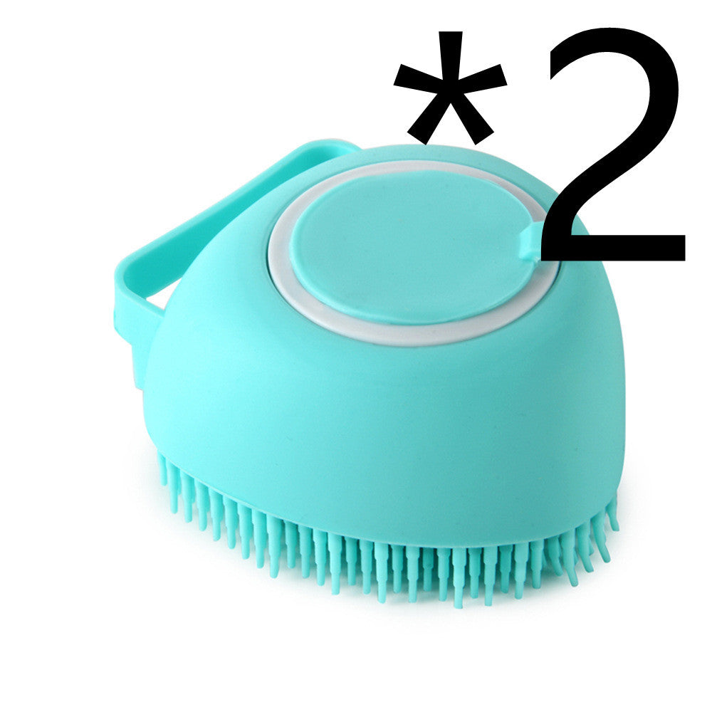 Pet Bath Massage Cleaning Tool Brush With Soap Container