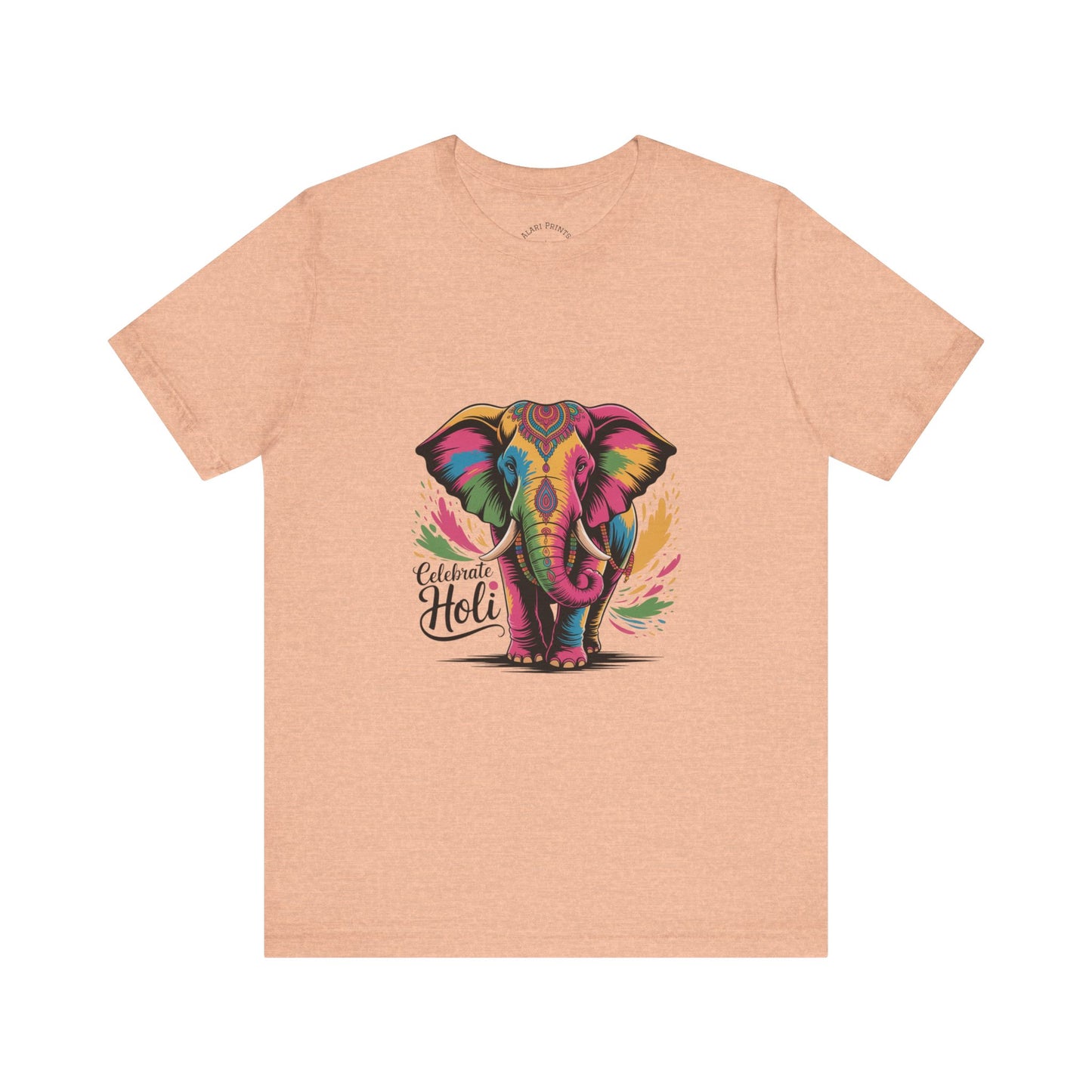 Holi Festival T-Shirt, Colorful Elephant Holi Tee, Color Splash Tee, Festival Party Wear
