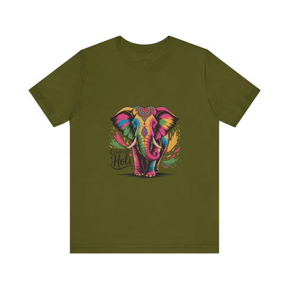 Holi Festival T-Shirt, Colorful Elephant Holi Tee, Color Splash Tee, Festival Party Wear
