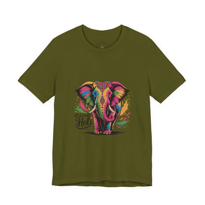 Holi Festival T-Shirt, Colorful Elephant Holi Tee, Color Splash Tee, Festival Party Wear