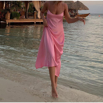 Women's Sleeveless Satin Long Dresses