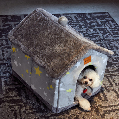 Foldable Cozy Dog House Pet Bed