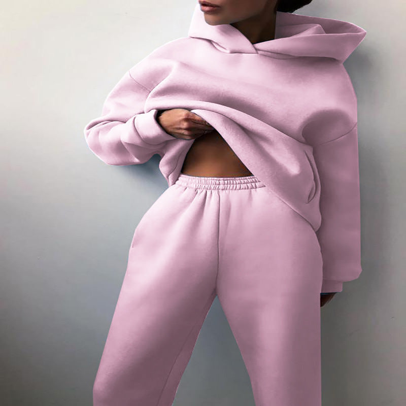 Women's Matching Casual Hooded Sweater & Pants Tracksuit