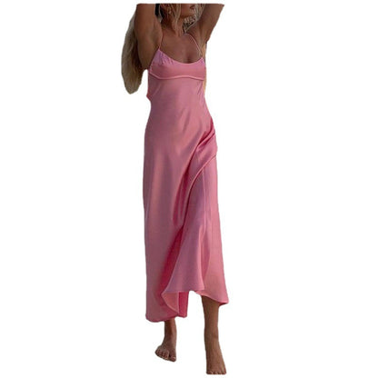 Women's Sleeveless Satin Long Dresses
