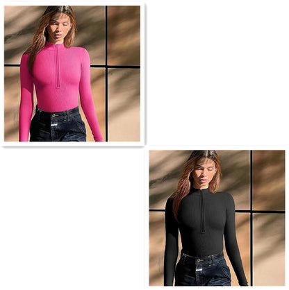 Women's Seamless Long Sleeve Zipper Jumpsuit Shapewear