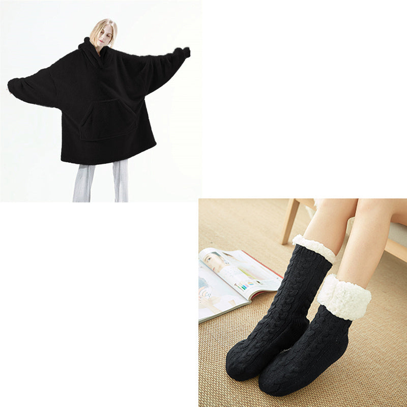 Hoodie Sweatshirt With Big Pocket Comfortable Loose Double-Sided Fleece