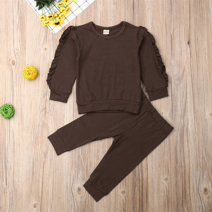 Newborn Baby Ruffles Long Sleeve Jumper & Pants Infant Kids