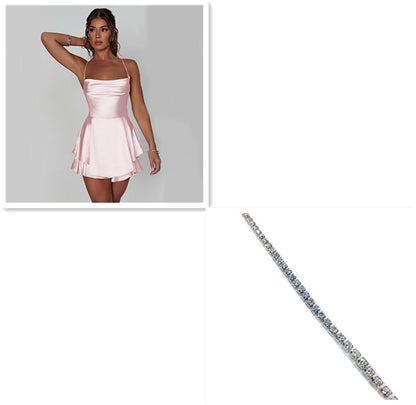 Women's Sexy Backless Suspender Skirt Dress