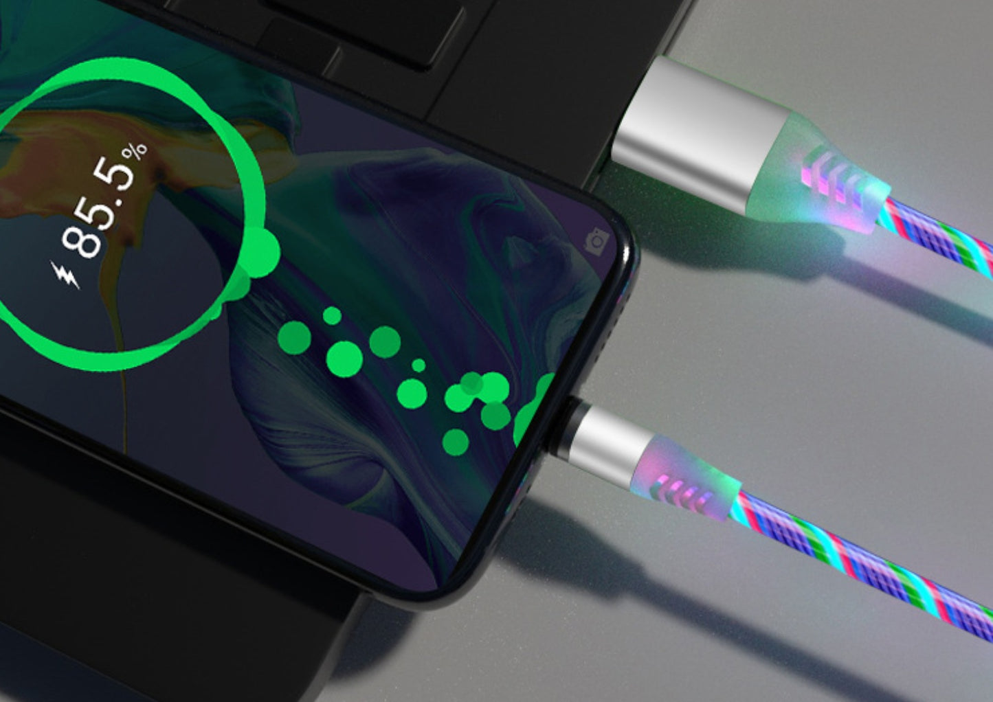 Flowing Light Magnetic Charging Cable for Iphone Lightning & Android Type C