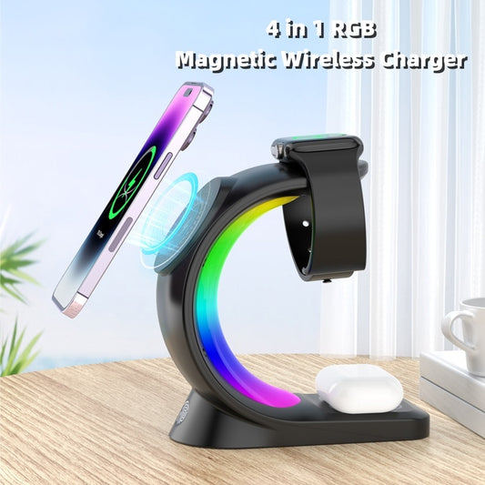 LED 4 In 1 Magnetic Wireless Charger