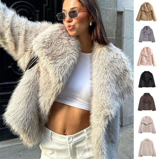 Women's Plush Coat Lapel