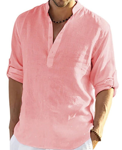 Men's Casual Long Sleeve Cotton Linen Shirt