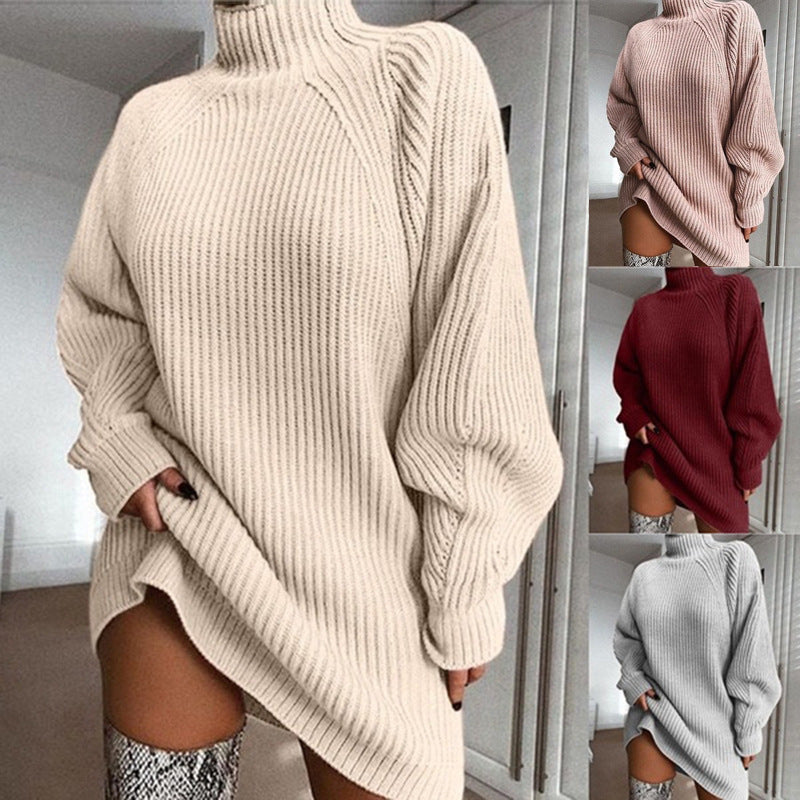 Women's Turtleneck Long Sweater Dress