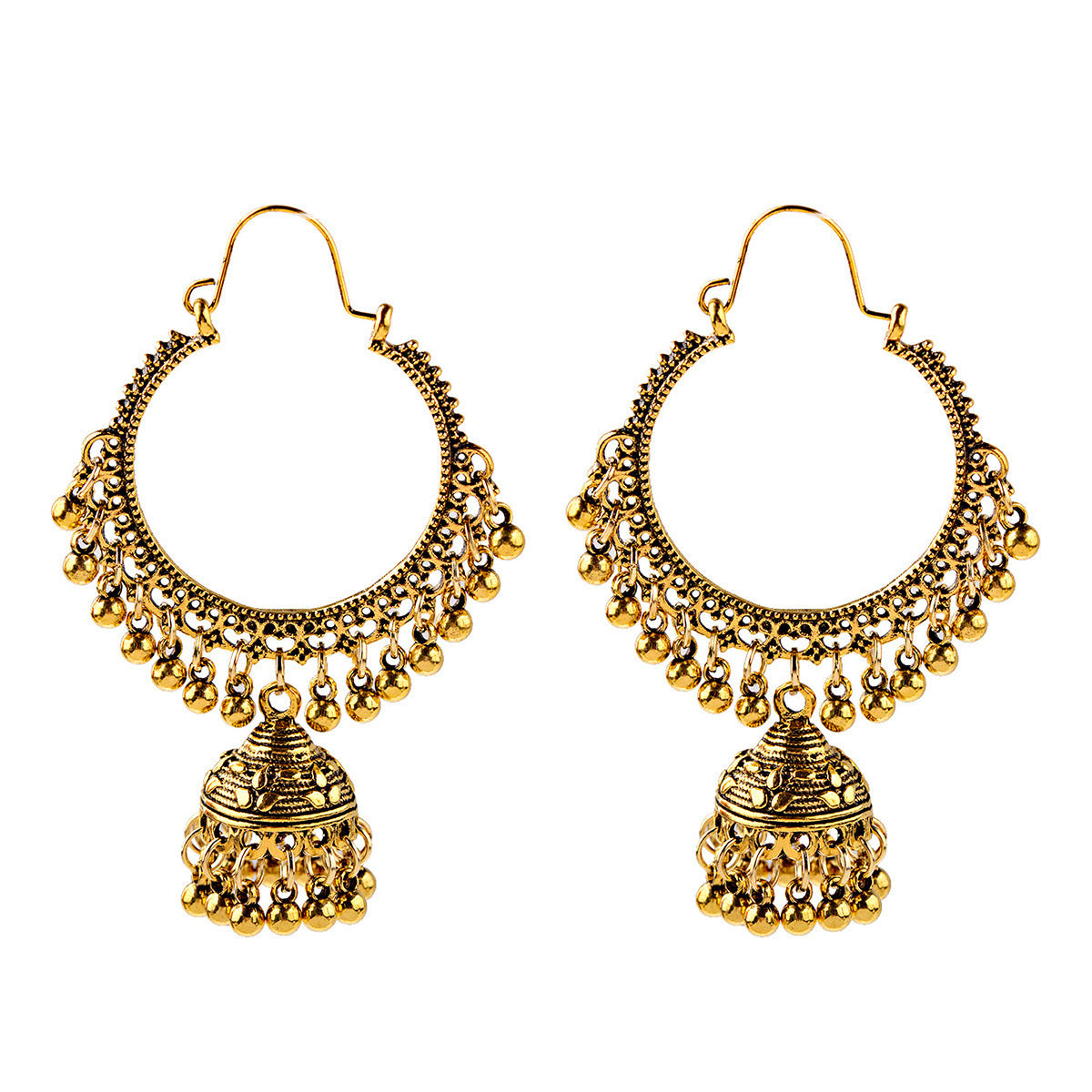 India Retro Metal Tassel Earrings