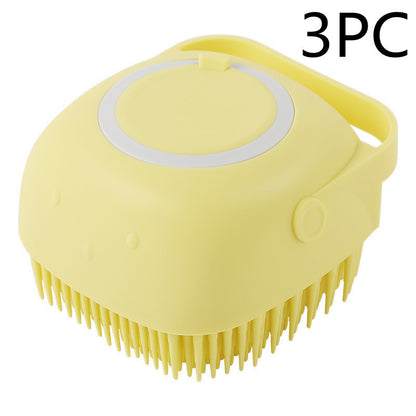 Pet Bath Massage Cleaning Tool Brush With Soap Container