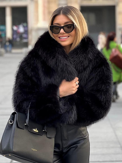 Women's Plush Coat Lapel