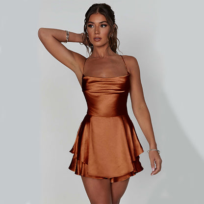 Women's Sexy Backless Suspender Skirt Dress