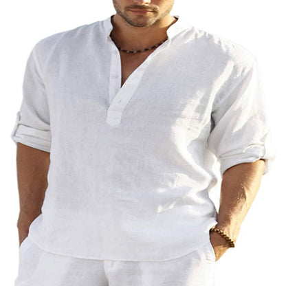 Men's Casual Long Sleeve Cotton Linen Shirt