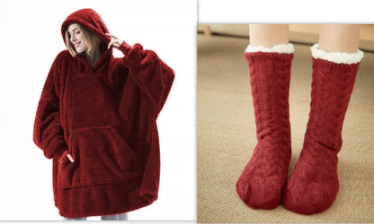 Hoodie Sweatshirt With Big Pocket Comfortable Loose Double-Sided Fleece