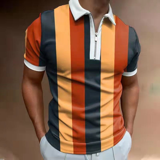 Men's Short Sleeve Striped POLO Shirt