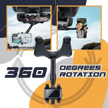 Rotatable And Retractable Rearview Mirror Phone Holder Mount For Car