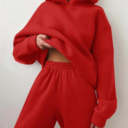 Women's Matching Casual Hooded Sweater & Pants Tracksuit