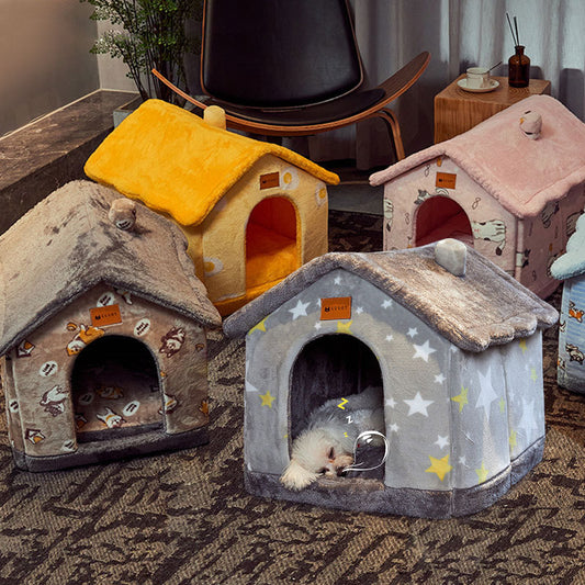 Foldable Cozy Dog House Pet Bed