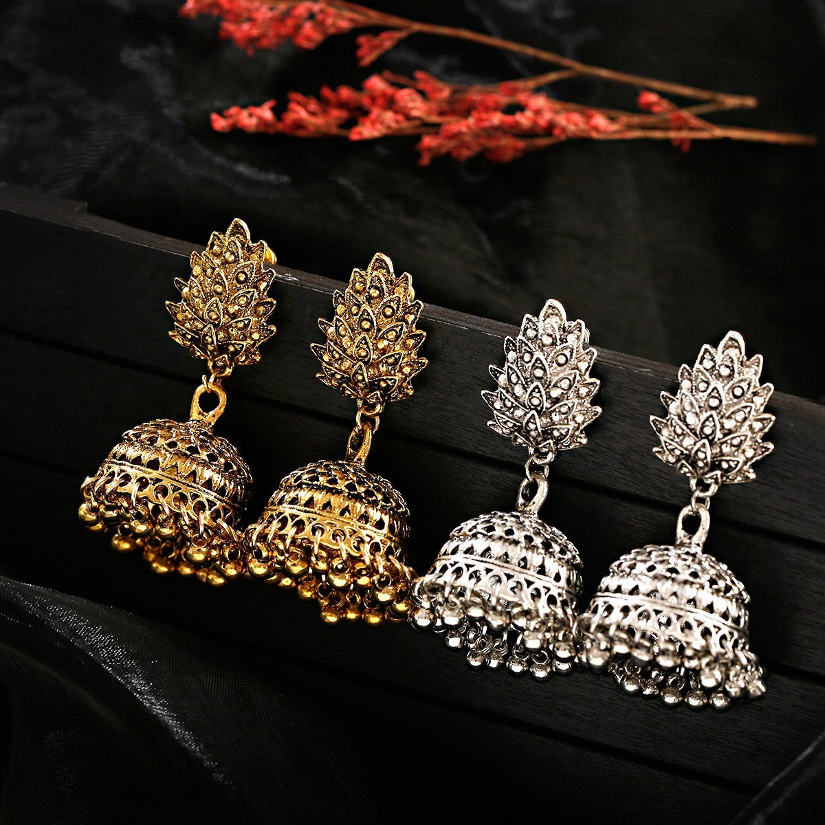 India Vintage Bell Tassel Earrings