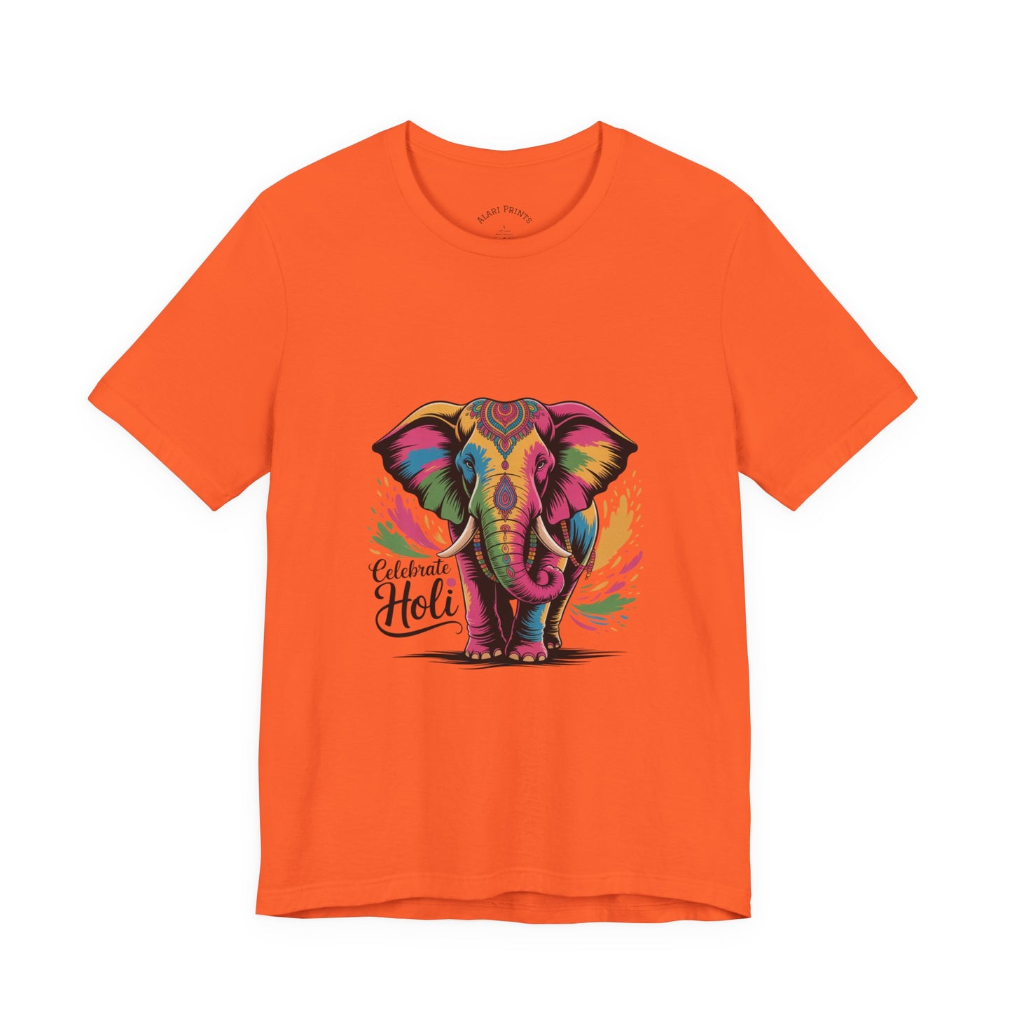Holi Festival T-Shirt, Colorful Elephant Holi Tee, Color Splash Tee, Festival Party Wear