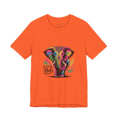 Holi Festival T-Shirt, Colorful Elephant Holi Tee, Color Splash Tee, Festival Party Wear