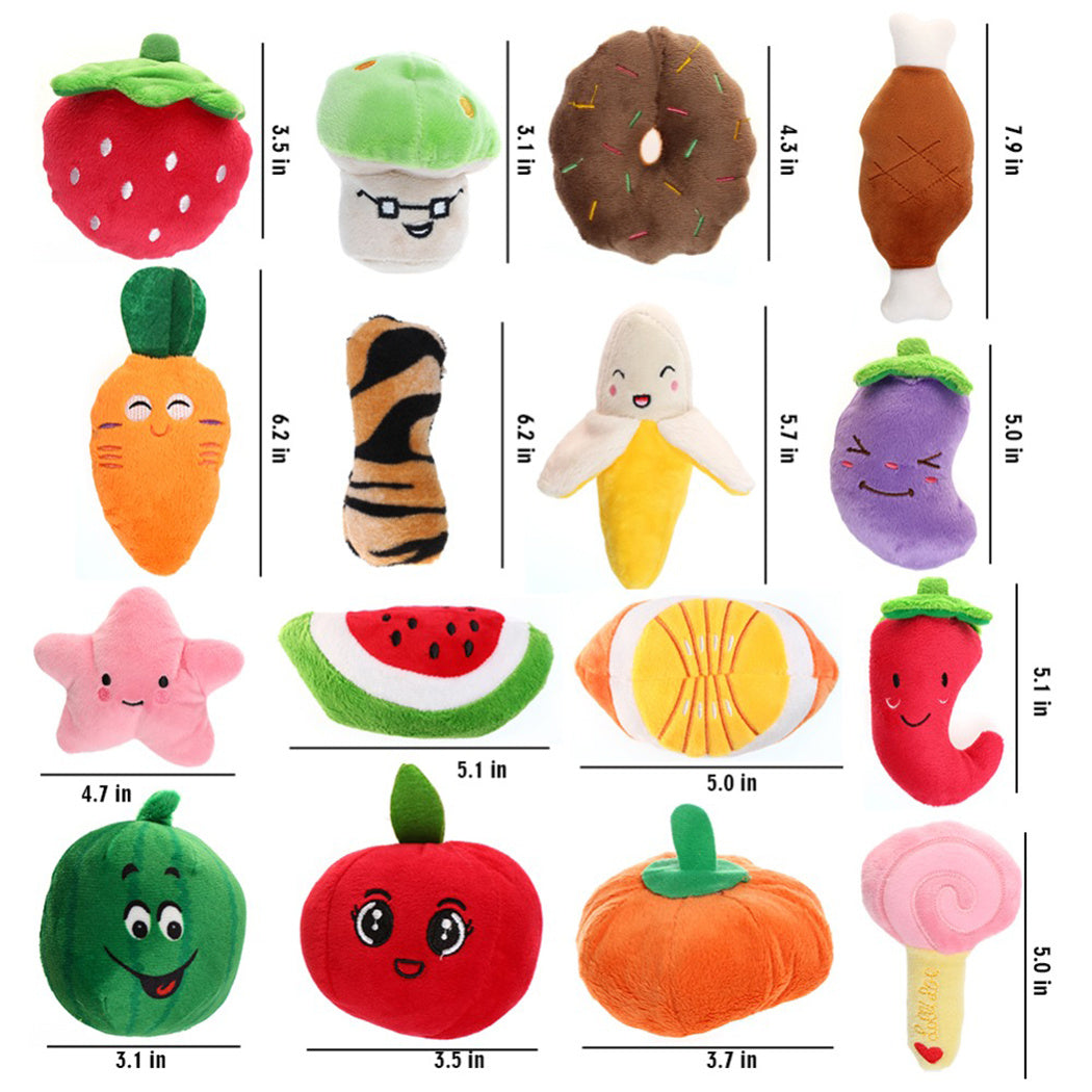 Plush Pet Toys, Fruits, Cartoons, Food