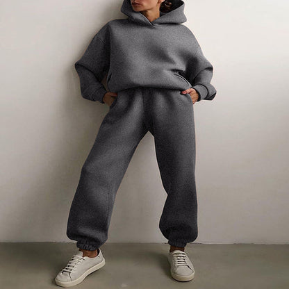 Women's Matching Casual Hooded Sweater & Pants Tracksuit