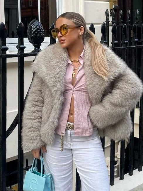 Women's Plush Coat Lapel