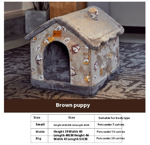 Foldable Cozy Dog House Pet Bed